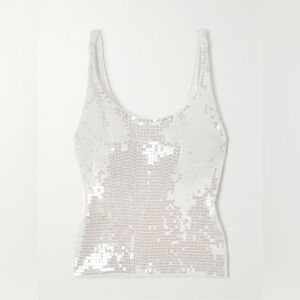 NWT Alexander Wang Rib Tank top w/ Sequin Embroidery in Snow White, M